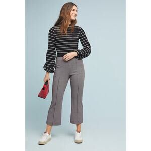 Eva Franco Pants Houndstouth Flare Pants, High Waisted, Elastic Waistband, Sz S